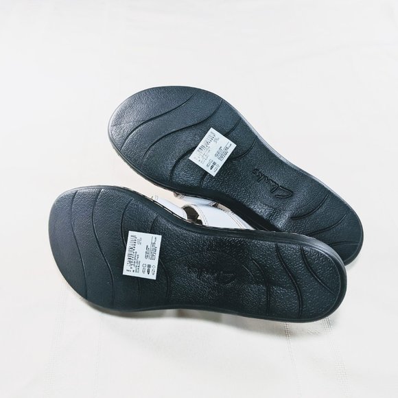 Clarks Leisa Spring Sandals Women's Leather Slides New in Box White 7 1/2 - Picture 3 of 5